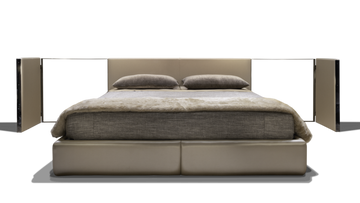 Beige Venice Bed with plush headboard and two pillows for cozy bedroom decor