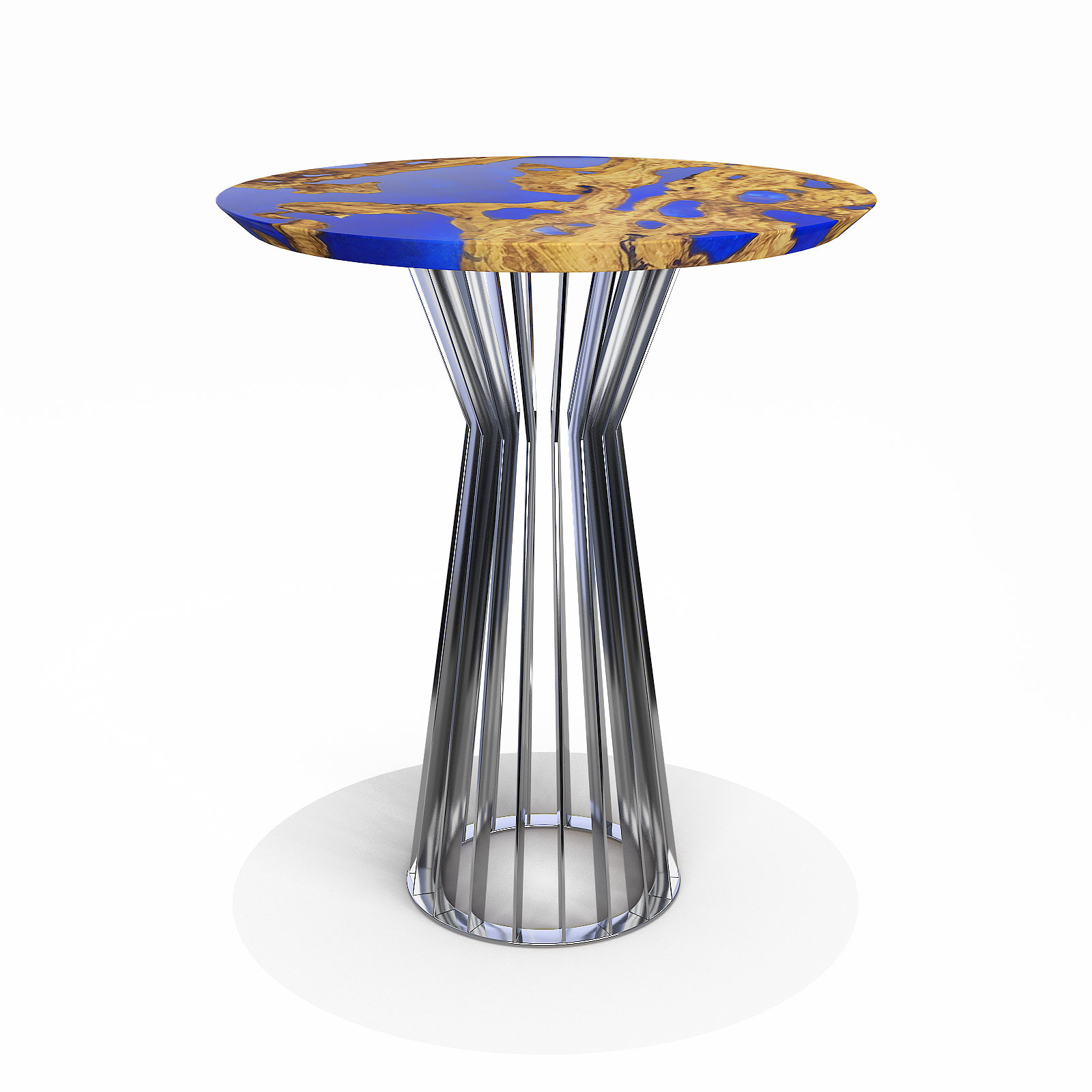 Amiata Olive Wood Pearl Blue Round Bistro Table