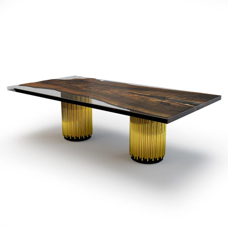 Evohe Walnut Wood Rectangular Dining Table