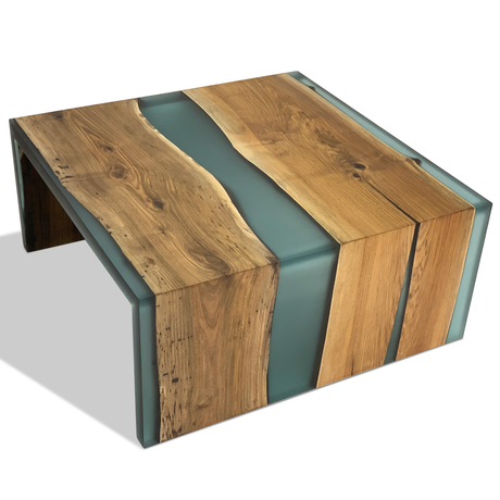 Walnut Wood Frosted Waterfall Coffee Table